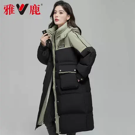 雅鹿时尚保暖百搭时尚百搭冬季新款拼色宽松羽绒服女YZ901X11860商品大图
