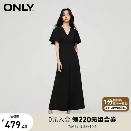 ONLY奥莱2023夏季新款通勤风V领宽松阔腿连体休闲裤女商品大图