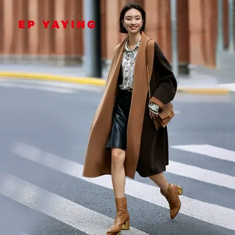 [山羊绒绵羊毛混纺]EP雅莹大衣 美拉德风双面呢外套 2023秋冬新款图片