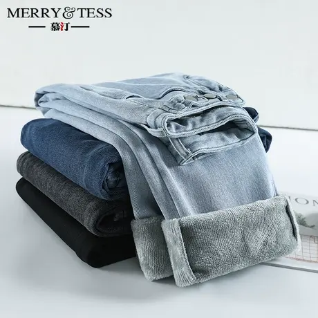 加绒加厚阔腿牛仔裤女宽松2023年新款高腰冬季显瘦外穿宽松直筒裤商品大图