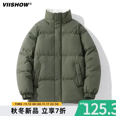 VIISHOW冬季潮流休闲男女同款棉衣2023保暖棉服立领拉链棉衣外套商品大图