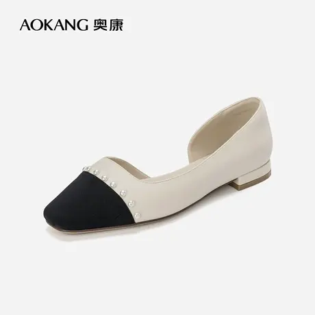 奥康女鞋 春季气质珍珠气质优雅单鞋淑女套脚平底舒适日常潮图片