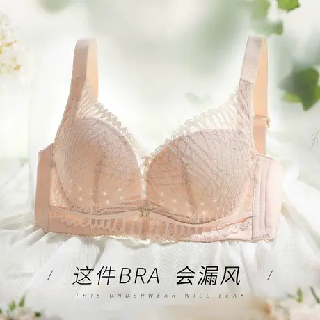 伊丝艾拉透气洞洞杯文胸 大胸显小轻薄内衣女薄款无钢圈收副乳bra图片