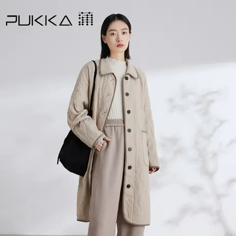 蒲PUKKA 设计师品牌年冬季中长款保暖棉衣宽松通勤棉服外套女商品大图