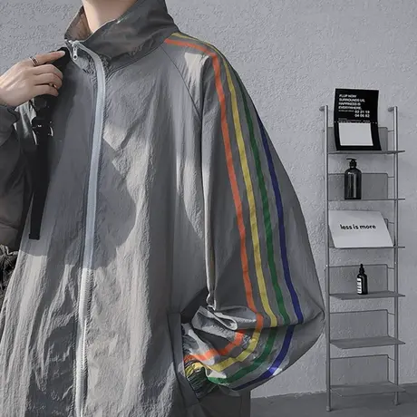 夏季防晒衣男潮牌宽松薄款外穿立领透气嘻哈外套ins港风防嗮服潮图片