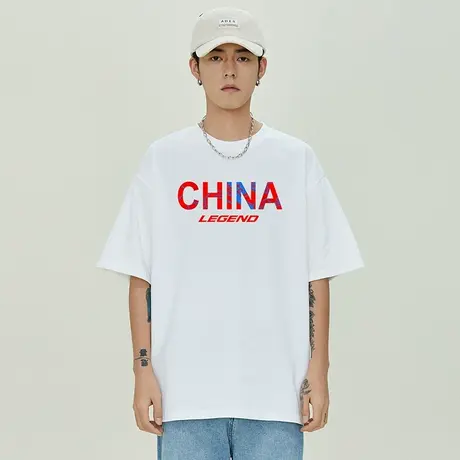 短袖t恤男士夏季新款潮牌宽松圆领印花ins青年潮流半袖体恤打底衫商品大图