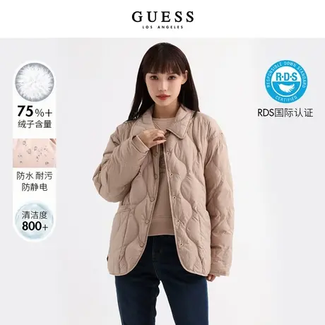 【38上新季】GUESS女廓形菱格衬衫领轻薄羽绒服美拉德穿搭外套商品大图