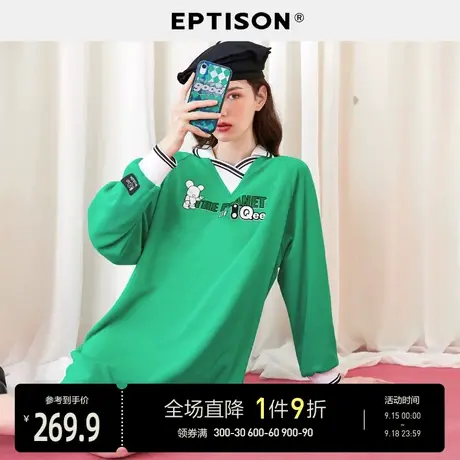 EPTISON款连衣裙女2023年秋装新款长袖印花宽松针织a字裙子图片
