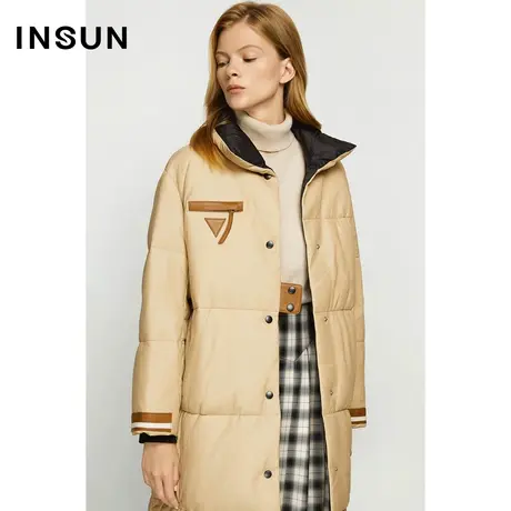 INSUN恩裳冬季面包领蓬松感白鹅绒羽绒服商品大图