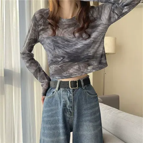 冰丝薄款防晒衣女夏长袖套头罩衫纱衣内搭t恤上衣早秋网纱打底衫图片