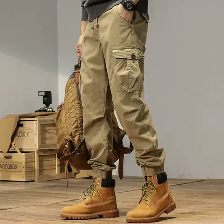 冬休闲裤男舒适时尚2022年潮牌百搭弹力束脚哈伦工装休闲束脚裤男商品大图