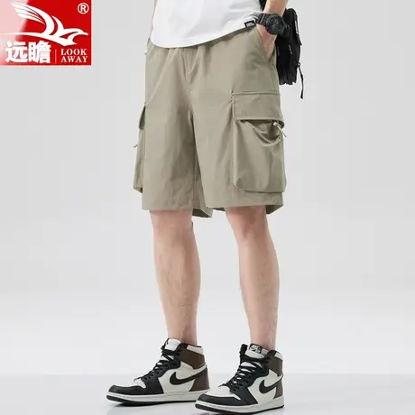 夏天休闲短裤男士夏季薄款宽松直筒潮牌外穿冰丝工装五分中裤子男商品大图