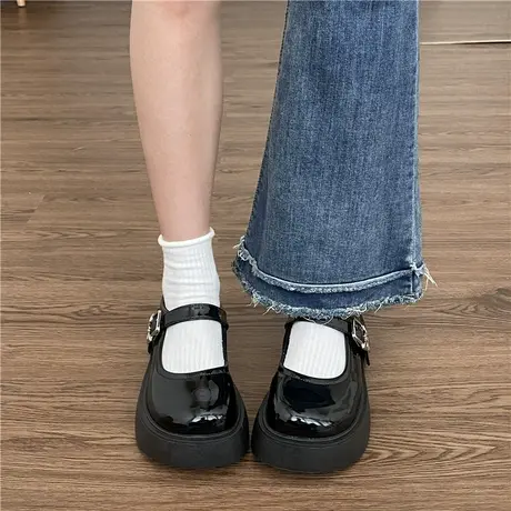 复古玛丽珍鞋女大头鞋圆头厚底松糕日系jk学院凤软妹萝莉鞋小皮鞋图片