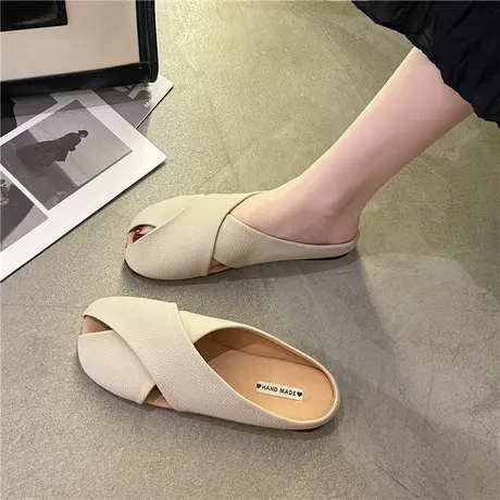 法式包头半拖鞋女外穿2024年春夏季新款平底凉拖鞋懒人时尚穆勒鞋商品大图