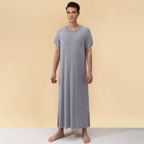 睡裙男长款到脚踝加大莫代尔睡袍商品大图