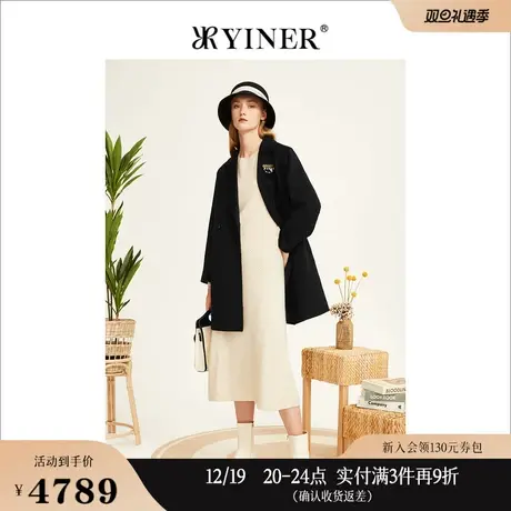 YINER音儿女装冬季中长款外套羊毛混羊绒双面呢子大衣商品大图