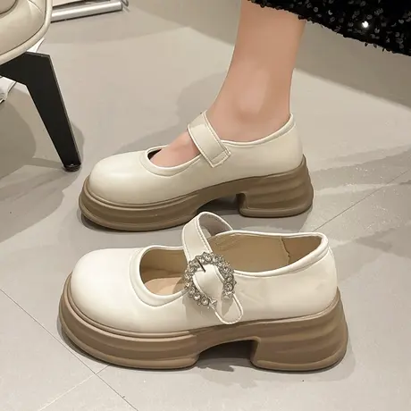 松糕厚底小皮鞋女2024新款百搭粗跟复古法式日系jk制服玛丽珍单鞋商品大图