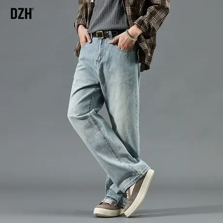 男士美式直筒牛仔裤男潮牌痞帅2024新款春季裤子男款休闲阔腿长裤商品大图