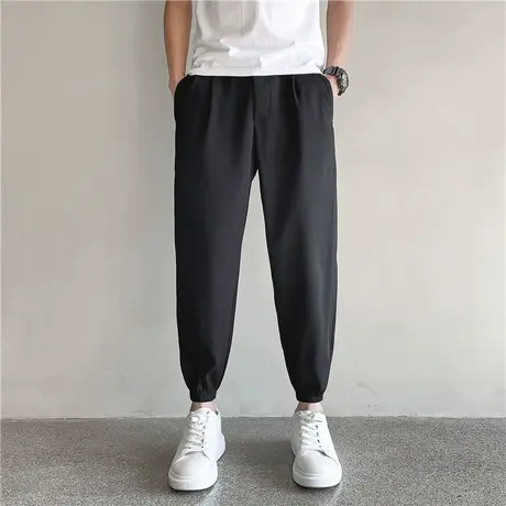 九分裤男宽松冰丝休闲胖子加肥加大码裤子9分裤夏季薄款春秋男装商品大图