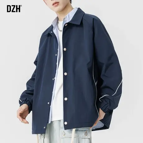 男士春装美式蓝色外套男2024新款潮牌春季男装休闲茄克上衣夹克衫商品大图
