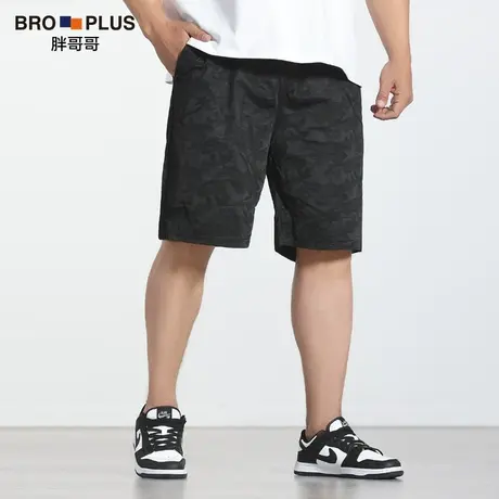 胖哥哥松紧腰大码5分短裤男宽松胖子迷彩五分裤子男潮流直筒裤夏商品大图