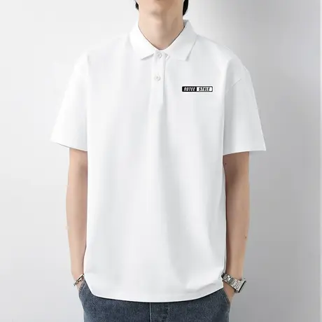短袖t恤男装翻领保罗冰丝凉感polo衫潮牌夏季半袖白色有领上衣服商品大图