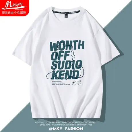 t恤男短袖潮牌超火英文字母印花小众设计感上衣宽松时尚百搭半袖商品大图