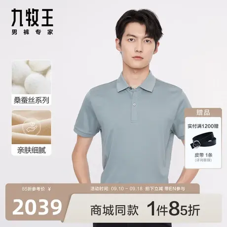 [含桑蚕丝]九牧王男装JT2C23817短袖T恤23夏新款商场同款Polo衫EN图片