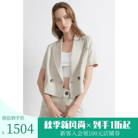 恩裳商场同款夏季简约干练气质造型感短款醋酸西装外套女图片