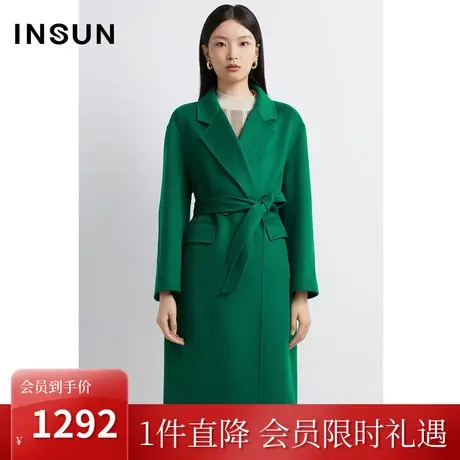 恩裳2022冬季纯羊毛双面呢垂感小落肩直身毛呢外套女图片