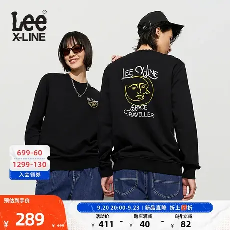 LeeXLINE23秋冬新品标准版男女同款卫衣黑色LUT0072584XH-K11图片