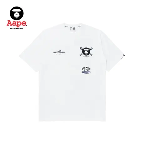 Aape旗舰店男装春夏棒球猿颜图案字母印花简约短袖T恤1289XXK图片