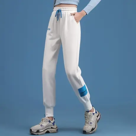 休闲束脚裤子白色运动裤女2023新款春夏薄款小个子九分裤哈伦裤女商品大图