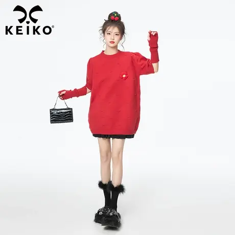 新年穿搭拆卸袖套红色毛衣女2023早春新款氛围感chic针织衫上衣图片