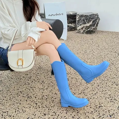 夏季日系雨鞋女时尚外穿加棉可拆成人网红高筒雨靴女士防水鞋胶鞋商品大图