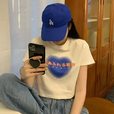 夏季新款半袖宽松字母短款上衣设计感小众短袖学生显瘦t恤女ins潮商品大图