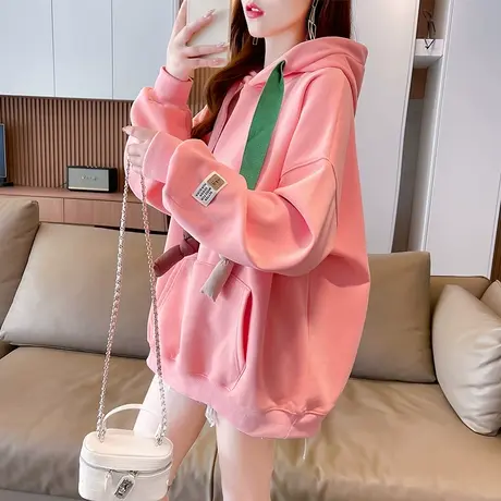 卫衣女春秋季韩版宽松大码设计感小众小个子早春薄款带帽百搭外套图片