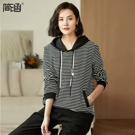 大码上衣春秋连帽简涵高端轻奢贵夫人新款加肥加大图片