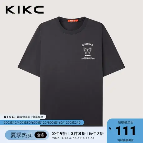 kikct恤男2023春夏新款商场同款字母刺绣圆领休闲运动短袖上衣商品大图