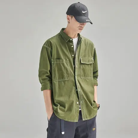 Modi Nick/摩帝尼克复古男士工装设计休闲衬衫宽松舒适工装男外套图片