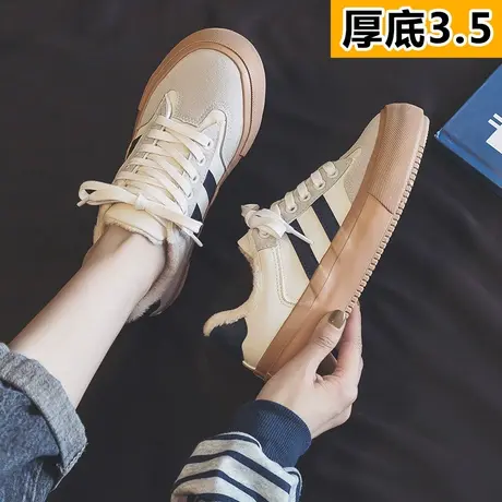 厚底小白鞋女鞋2023新款百搭ins潮鞋子秋冬加绒棉鞋休闲运动板鞋商品大图