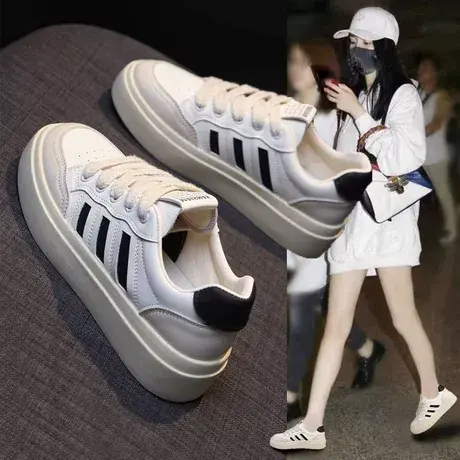 学生小白鞋女2023夏季新款厚底增高ins休闲百搭运动跑步板鞋女鞋商品大图