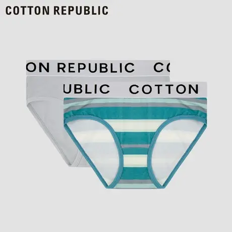 Cotton Republic/棉花共和国女士条纹三角内裤莫代尔印花两条装商品大图