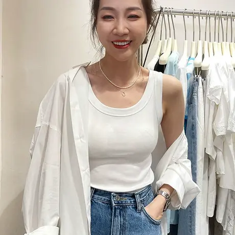 螺纹内穿防走光遮副乳工字打底吊带背心女内搭潮夏季外穿商品大图