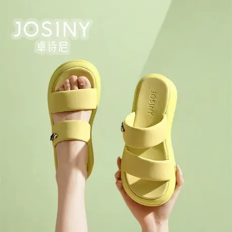 卓诗尼女鞋2024新款夏款一字拖鞋外穿糖果色商场同款4J1A50512图片