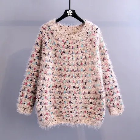 网红甜美套头毛衣女秋冬外穿2023新款韩版宽松慵懒风打底针织衫图片