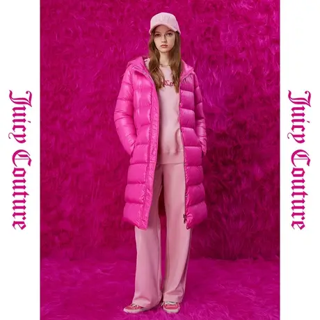 Juicy Couture橘滋秋女2023年新款甜栗奶油织修身长款外套羽绒服商品大图