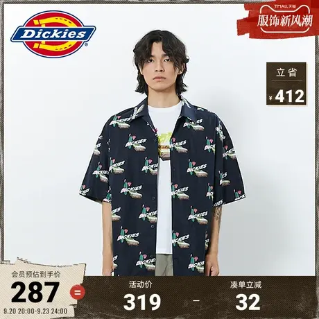 Dickies商场同款23新品春夏男式满身印花宽松工装休闲长袖衬衫图片