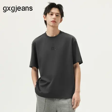 gxg.jeans男装 深灰色潮流字母时尚简约圆领短袖T恤 25年夏新品图片