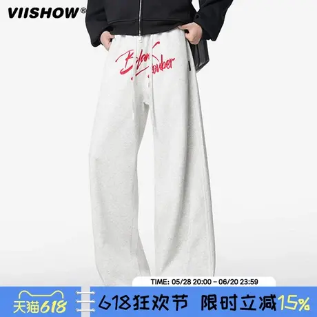 VIISHOW刺绣阔腿裤子男款夏季新款潮牌设计感宽松显瘦休闲长裤子商品大图